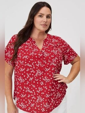 Torrid Harper Blouse Lightweight Summer Top With 3/4 Elbow Length Sleeves NWT